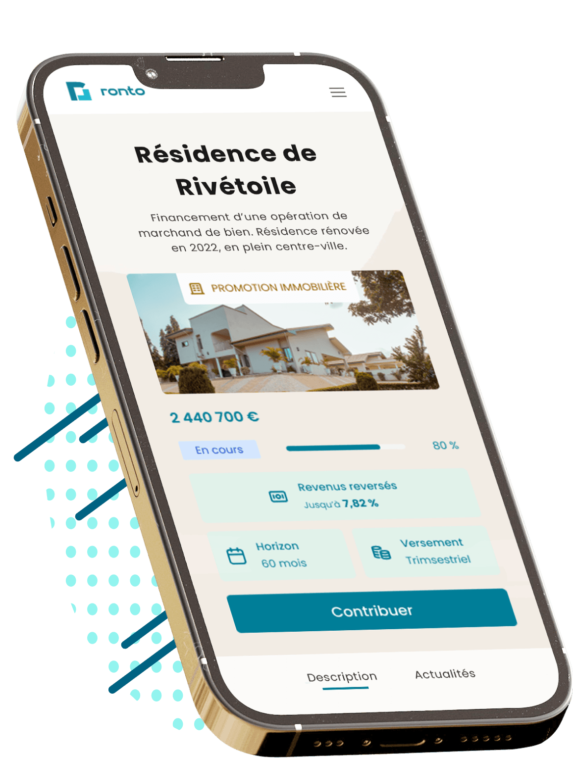 Financement d'une résidence sur la plateforme Ronto